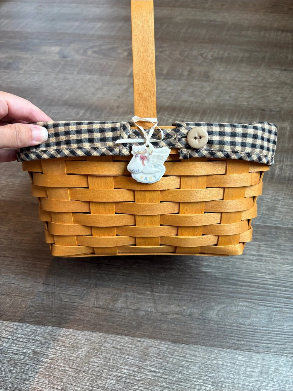 Longaberger Woven Basket Handle Gingham Liner 6”H